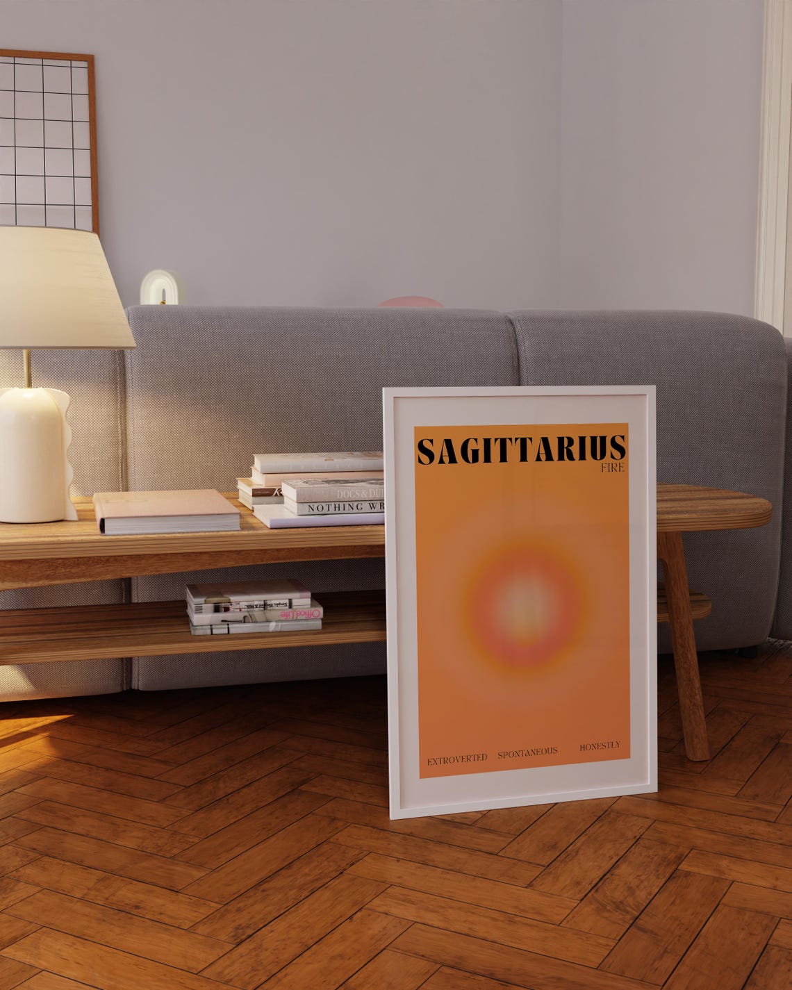Sagittarius Fire Sign Orange Aura Gradient Zodiac Astrology Poster - Image 5