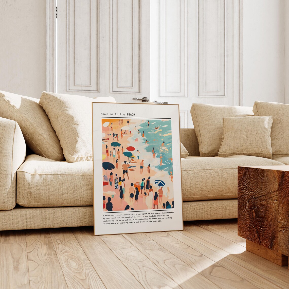 Take Me To The Beach Crowded Seaside Art Painting Travel Poster - Image 3