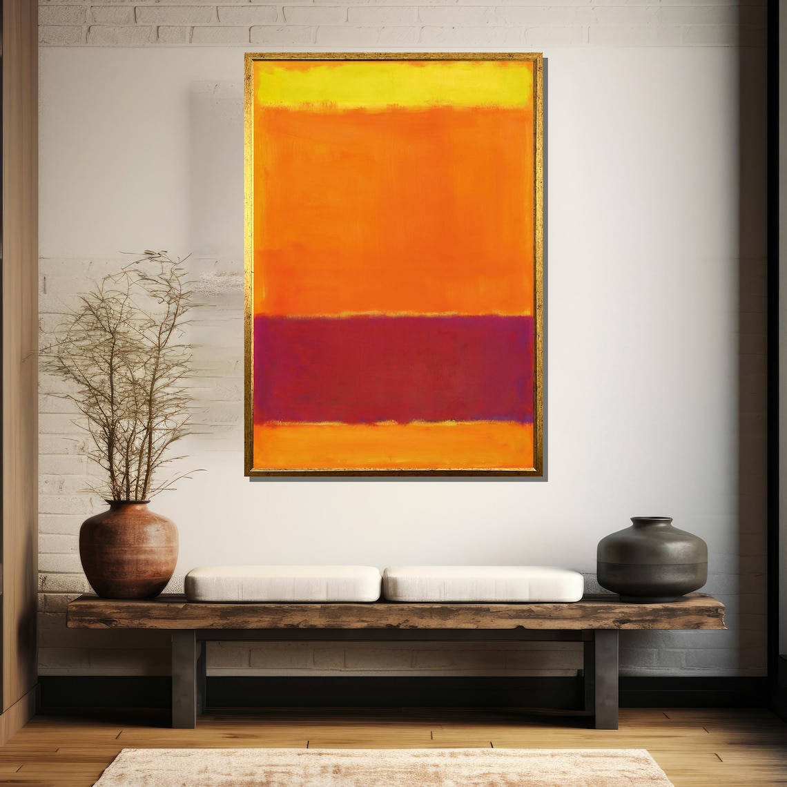 Golden Sunset Bands Of Orange Magenta Modern Abstract Art Poster - Image 5