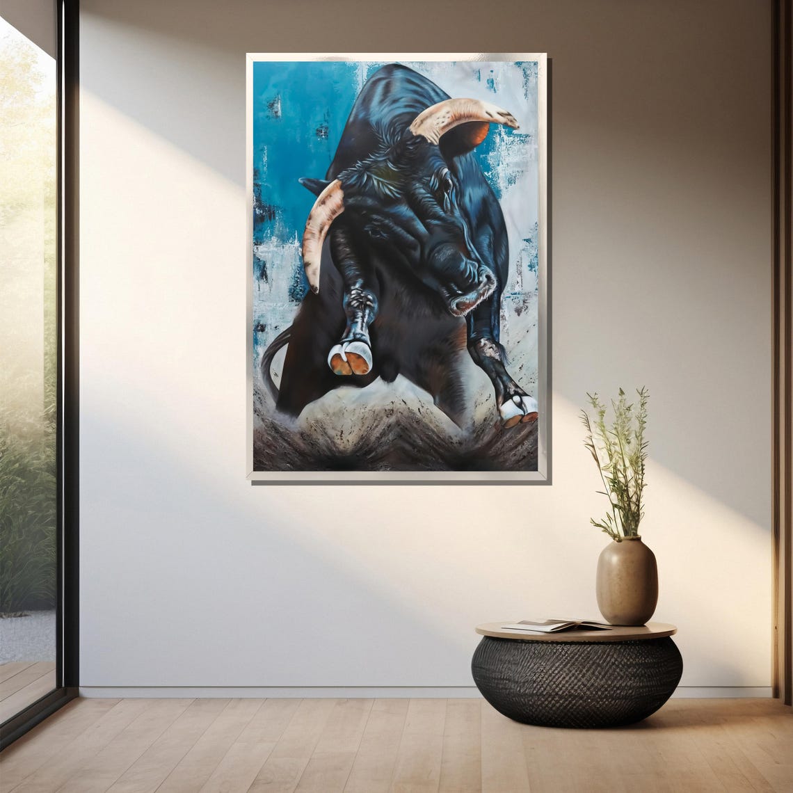 Powerful Bull Painting Dynamic Animal Artwork For Bold Wall Decor And Unique Gift Idea - Image 3