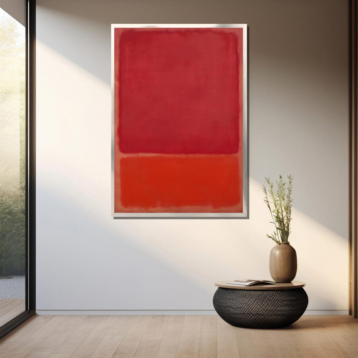 Deep Crimson Over Bright Orange Modern Abstract Color Blocks Poster - Image 3