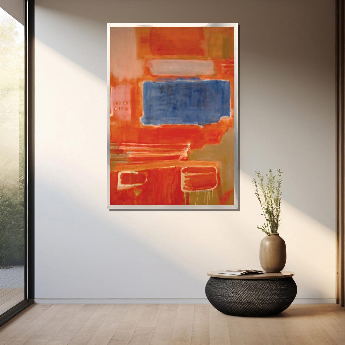 Mark Rothko Inspired Abstract Painting Bold Orange And Blue Expressionist Art Gift For Modern Home Interiors - Image 3
