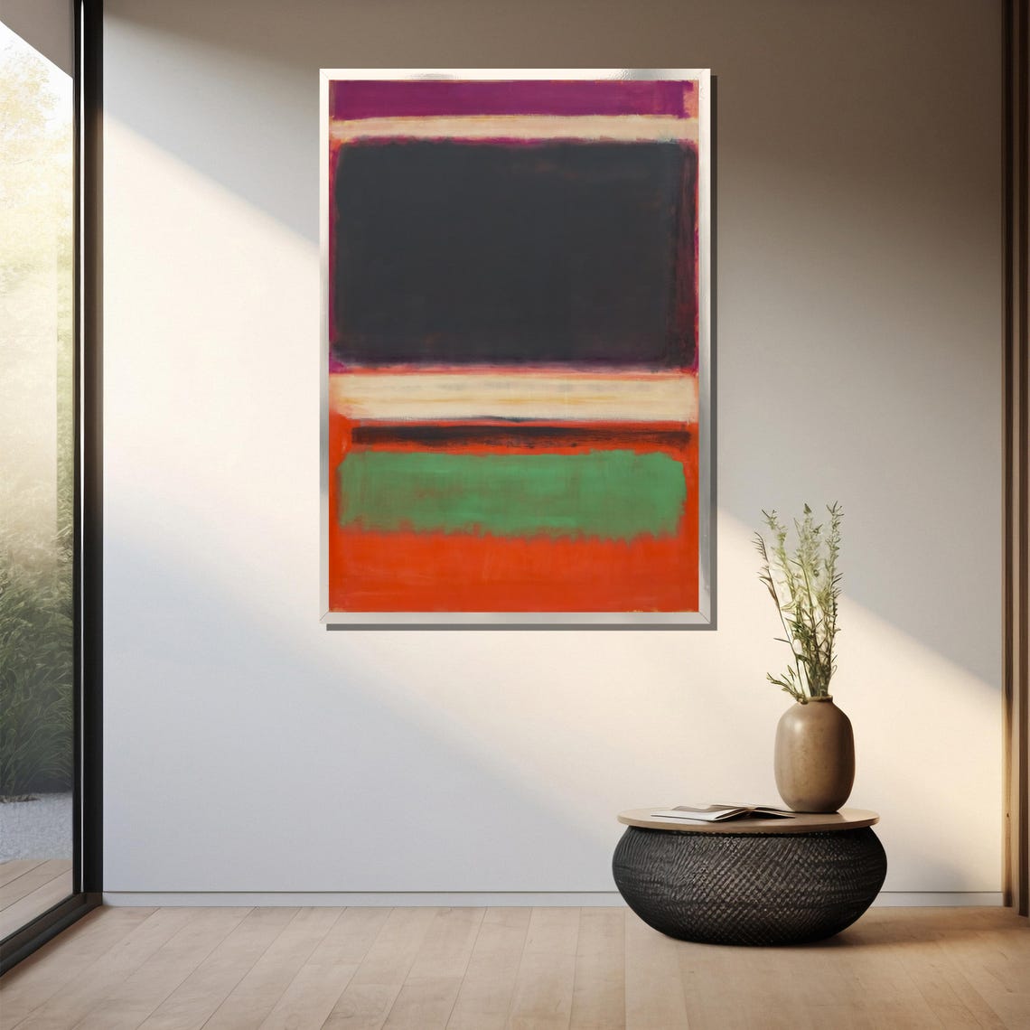 Mark Rothko Inspired Painting Bold Abstract Expressionism With Red Green And Black Tones Modern Artistic Gift For Colorful - Image 3