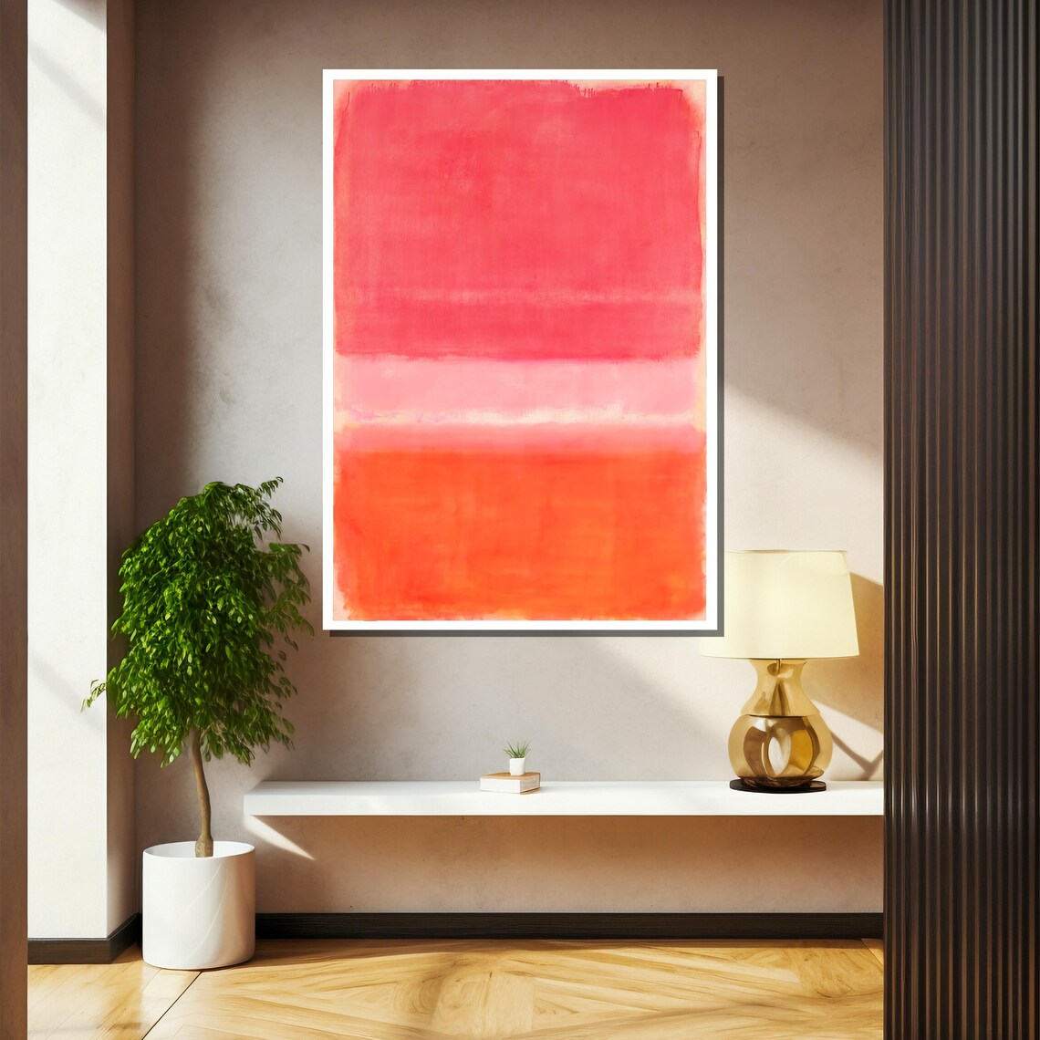 Vibrant Pink And Orange Layers By Mark Rothko Abstract Expressionist Painting Gift For Modern Art Enthusiasts - Image 2