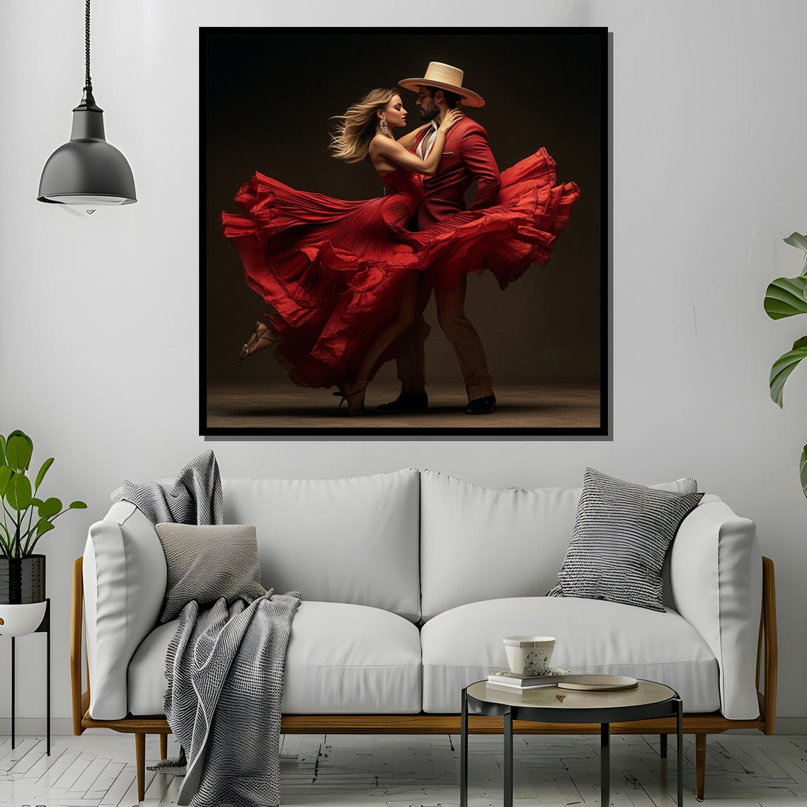 Passionate Latin Dance Couple In Vibrant Red Dynamic Painting Ideal Gift For Dance Enthusiasts And Art Lovers - Image 4