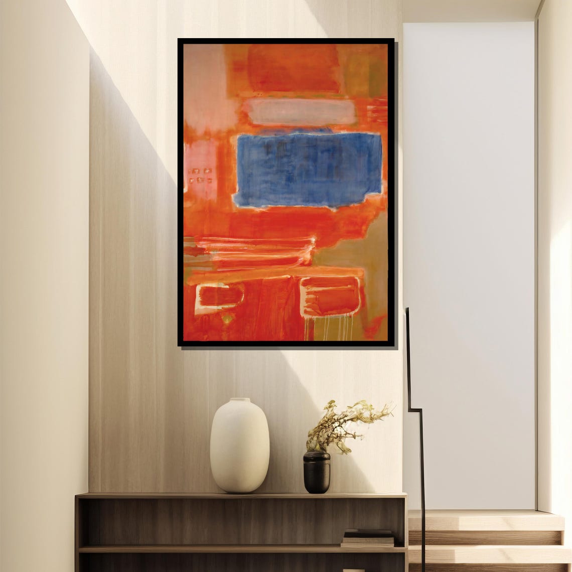 Mark Rothko Inspired Abstract Painting Bold Orange And Blue Expressionist Art Gift For Modern Home Interiors - Image 4