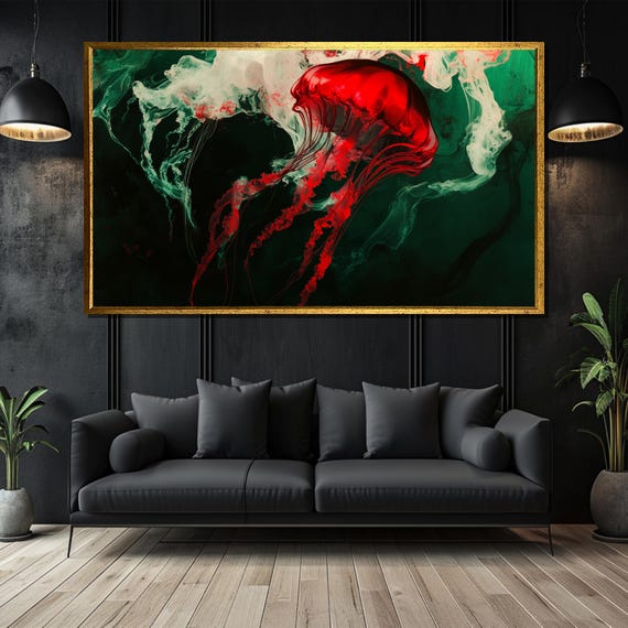 Vivid Abstract Splash Painting Bold Art Gift For Modern Wall Decor