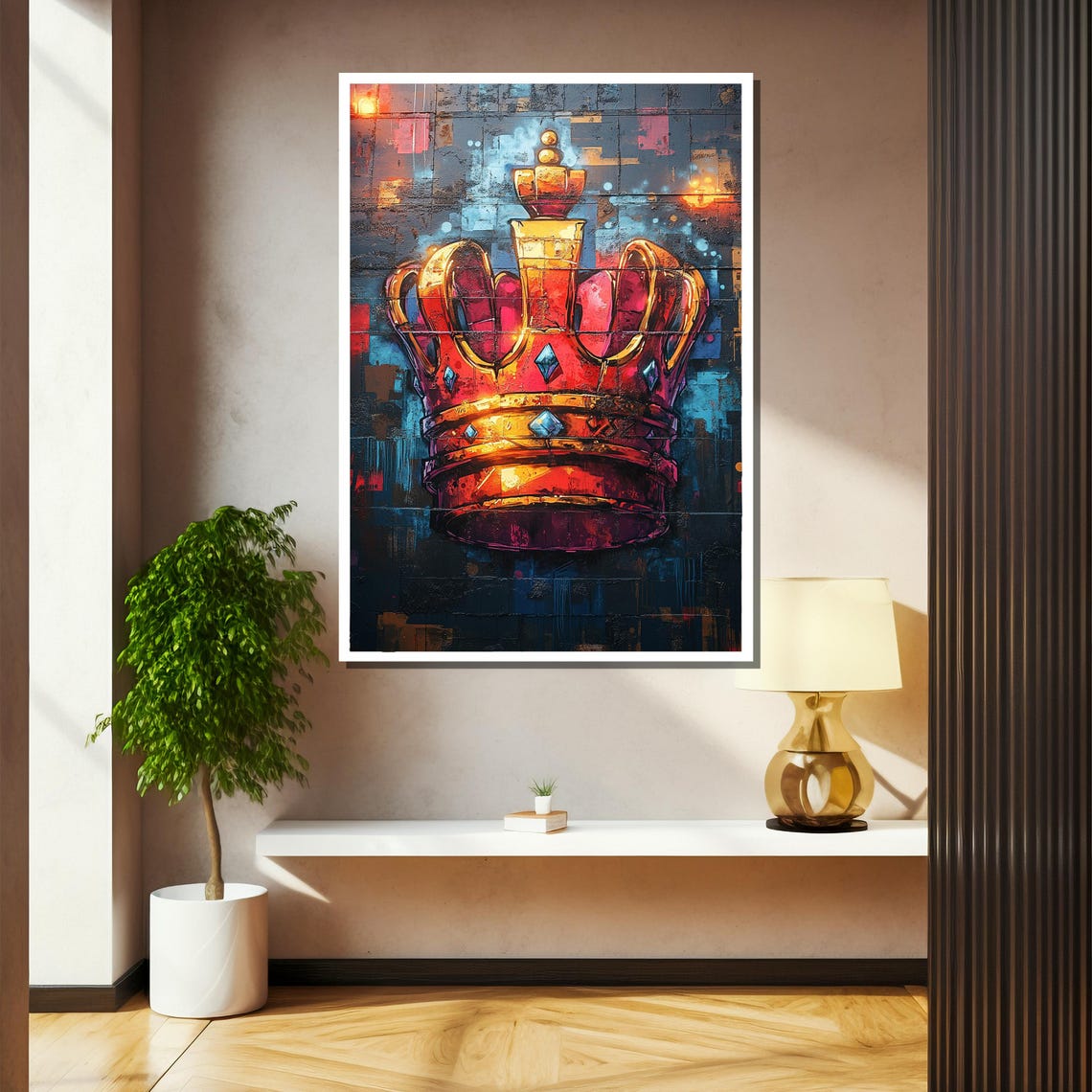 Graffiti Crown Painting Urban Street Art Wall Decor Vibrant Pop Art Royalty Modern Hip Hop Artwork Bold Statement Gift - Image 2