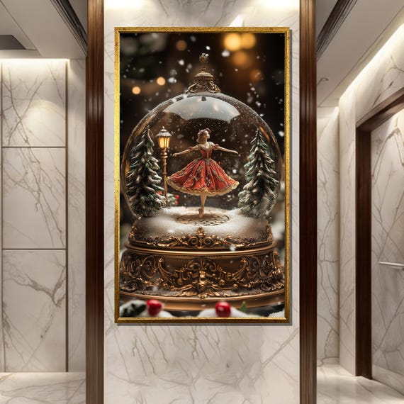 Ballerina Snow Globe Painting Elegant Holiday Gift For Art And Dance Lovers