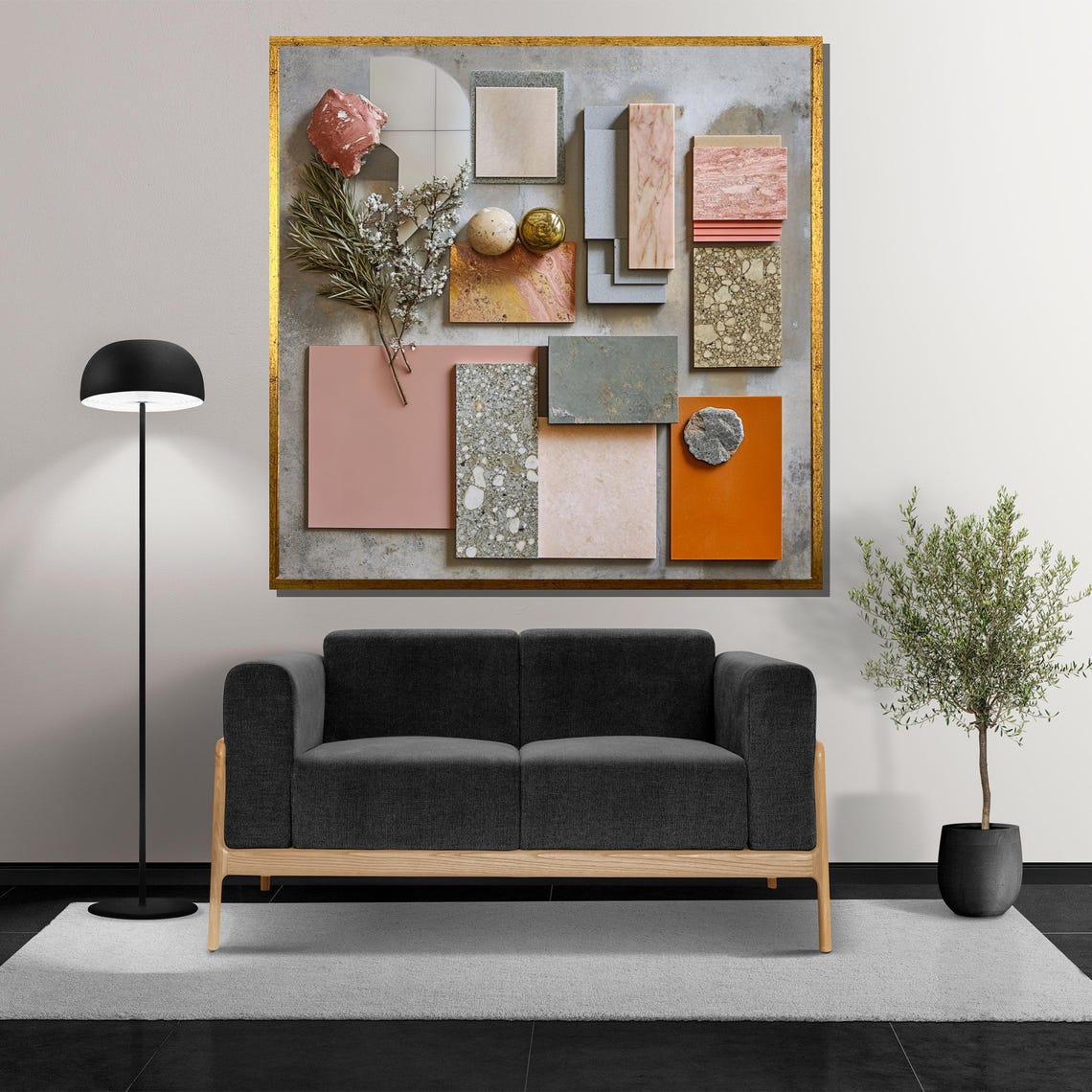 Stone And Marble Tile Material Moodboard Interior Design Wall Art - Image 5