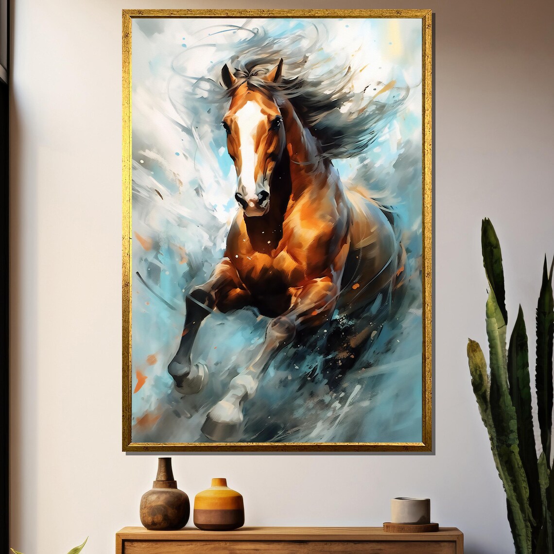 Galloping Chestnut Horse In Motion Dynamic Equine Action Art Poster
