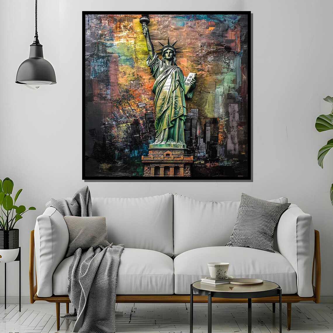 Green Statue Of Liberty Mixed Media Urban Texture Art Poster - Image 4