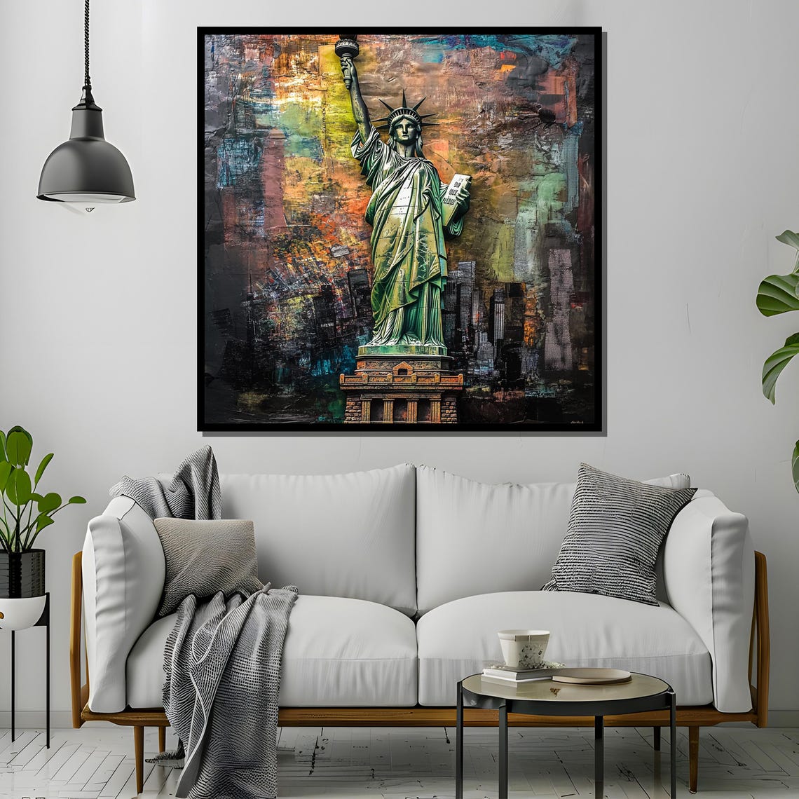 Statue Of Liberty Painting Urban Mixed Media Art New York City Wall Decor Modern Liberty Artwork Bold Home Gift - Image 4