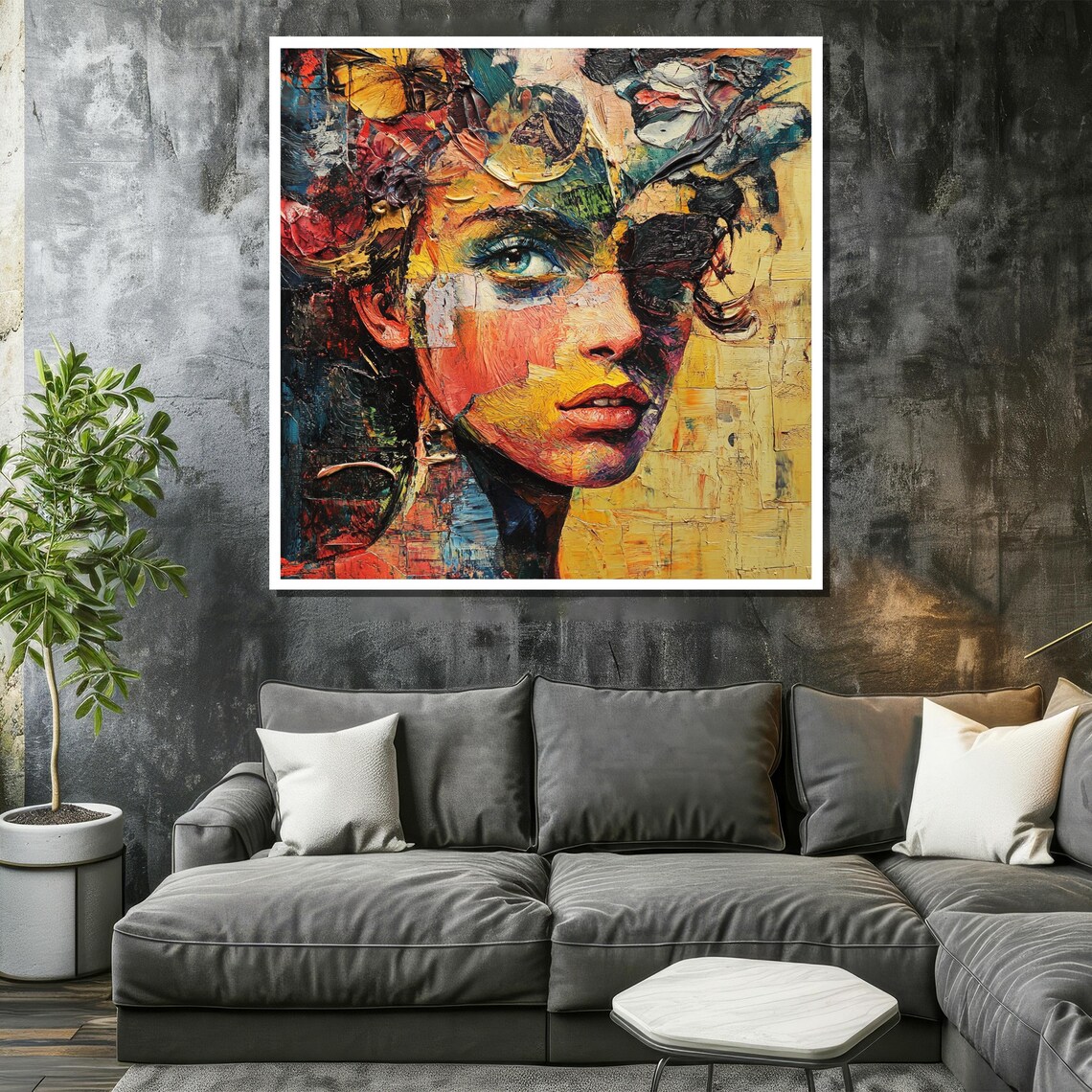 Impressionist Colorful Female Face Bold Brushstroke Art Poster - Image 2