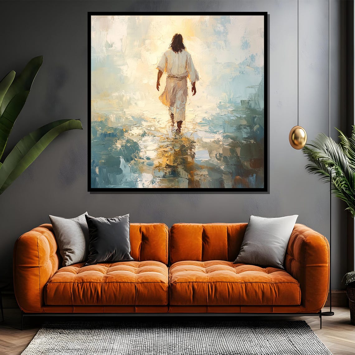 Jesus Walking on Water Impressionist Style Faith Wall Poster - Image 4