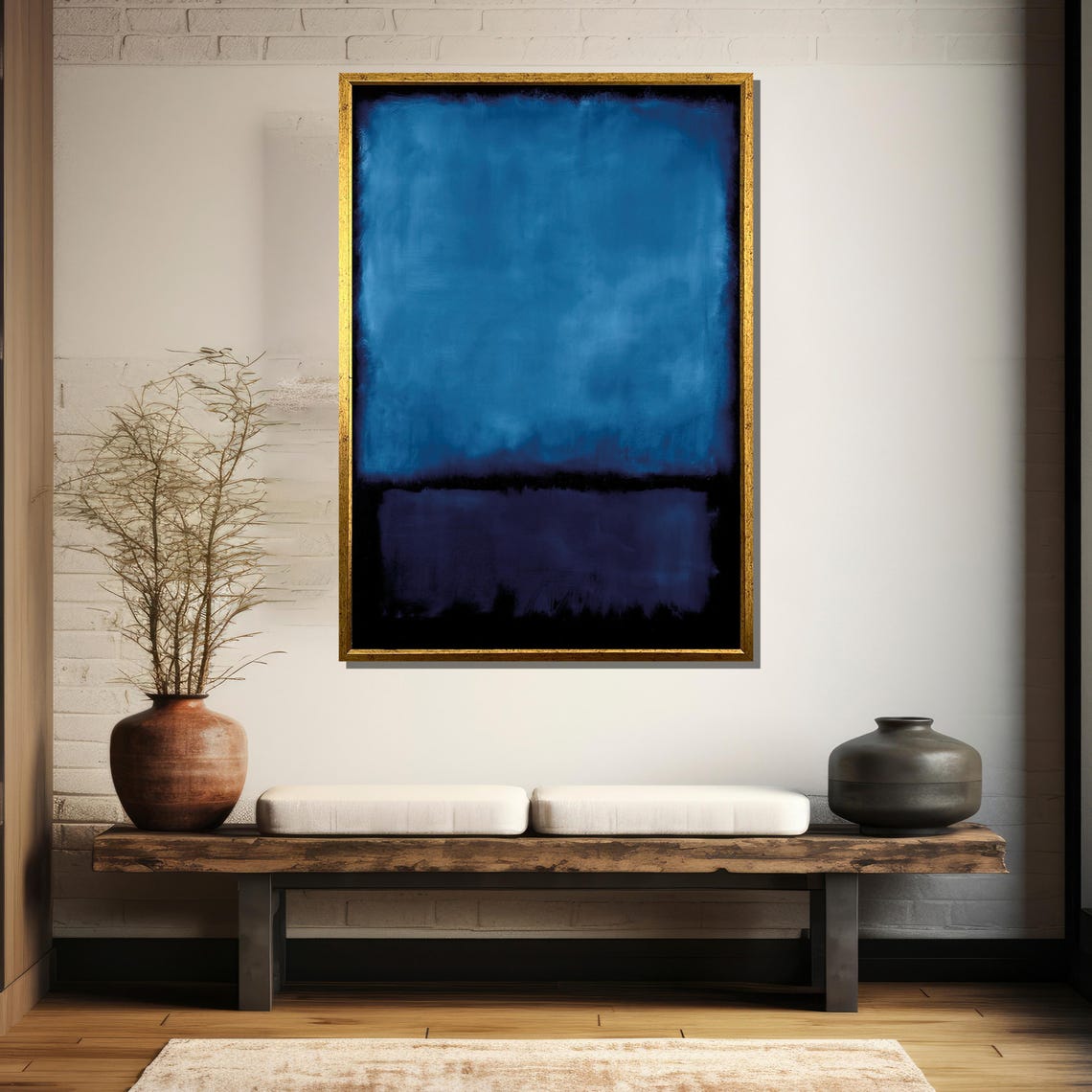 Deep Blue Over Midnight Navy Layers Minimalist Abstract Poster - Image 5