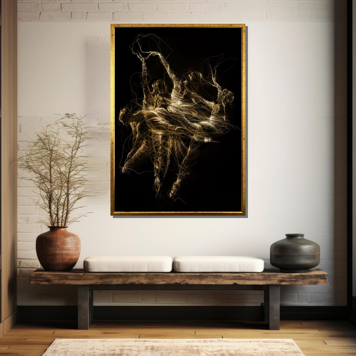 Abstract Dance Painting Golden Light Motion Art Gift For Dance Lovers And Home Decor - Image 5