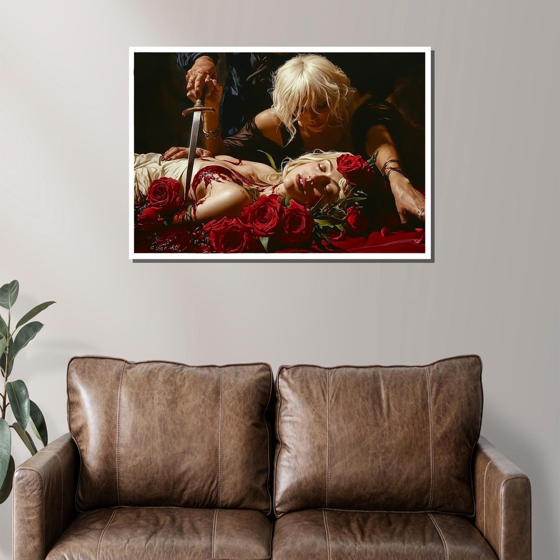 Dramatic Baroque Dagger and Red Roses Dark Romantic Theater Poster - Image 2
