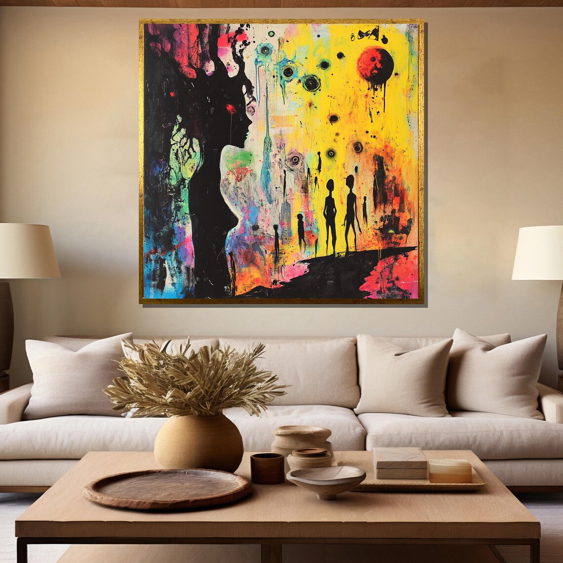 Colorful Surreal Silhouette Abstract Graffiti Art Wall Poster - Image 5