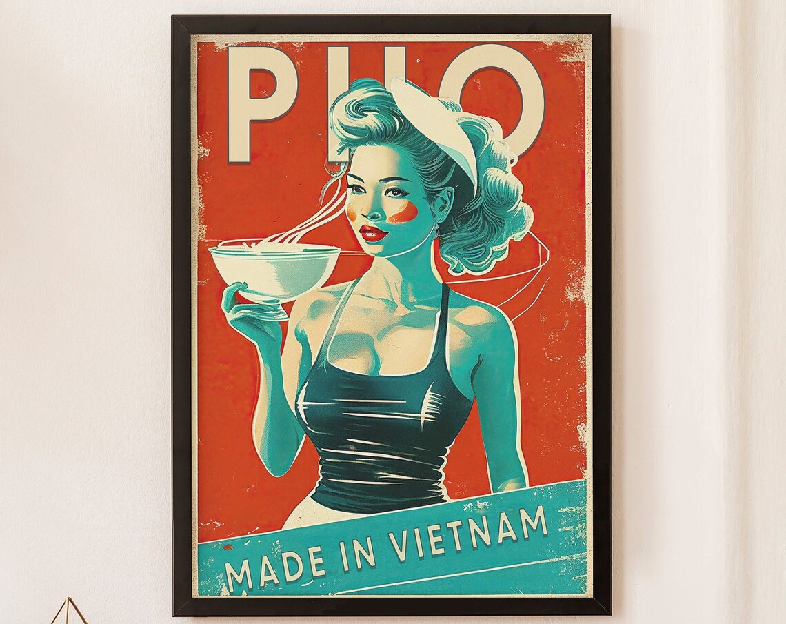 Vietnamese Pho Made in Vietnam Retro Pop Art Kitchen Food Poster