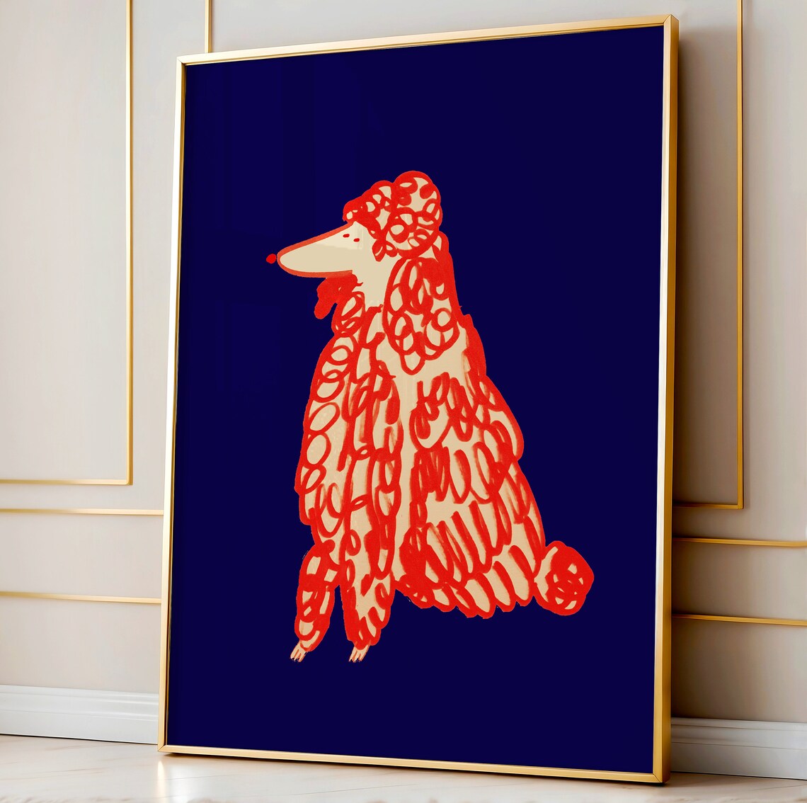 Red Poodle Art Print, Dog Home Decor