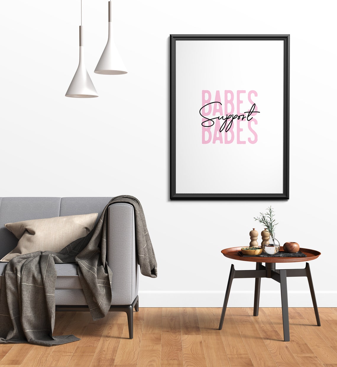 Babes Support Babes Quote Poster Pink Feminist Wall Decor Gift - Image 3
