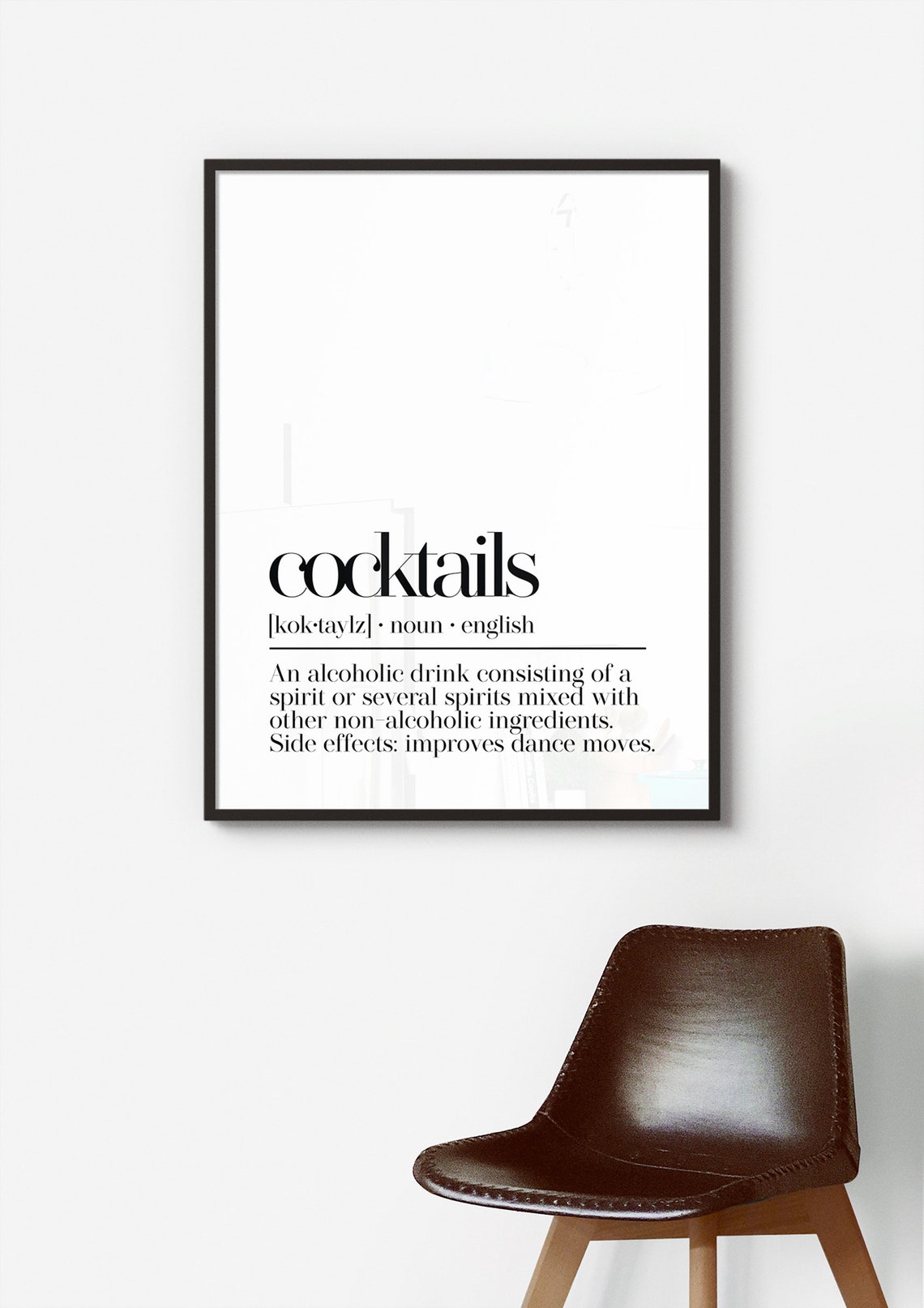 Cocktails Dictionary Definition Side Effects Dance Moves Bar Poster - Image 2