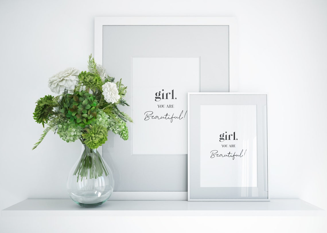 Girl You Are Beautiful Inspirational Quote Feminist Gift Poster - Image 2