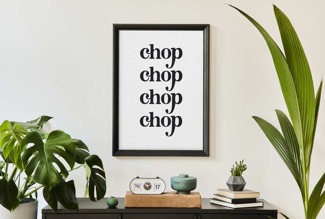 Chop Chop Retro Stacked Fun Kitchen Cooking Typography Wall Poster