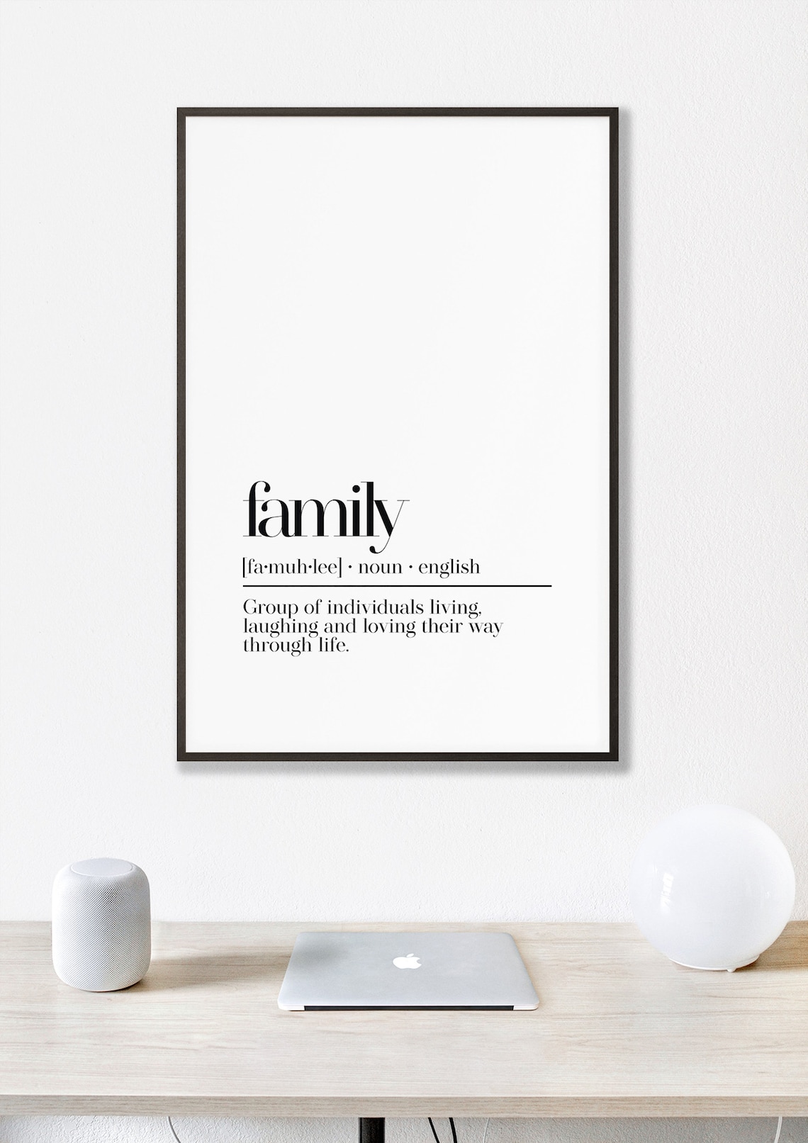 Family Meaning Living Laughing Loving Minimalist Quote Poster - Image 2