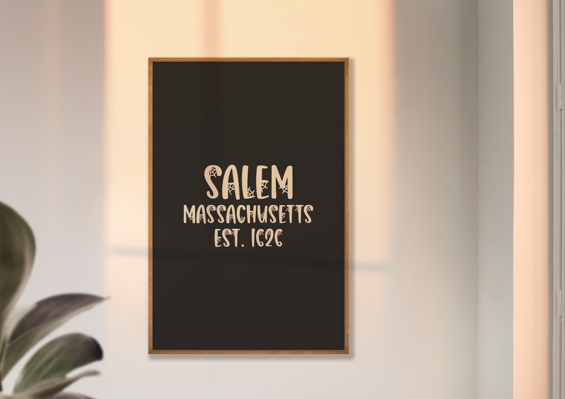 Salem Massachusetts Est 1626 Witch Town History Halloween Poster - Image 2