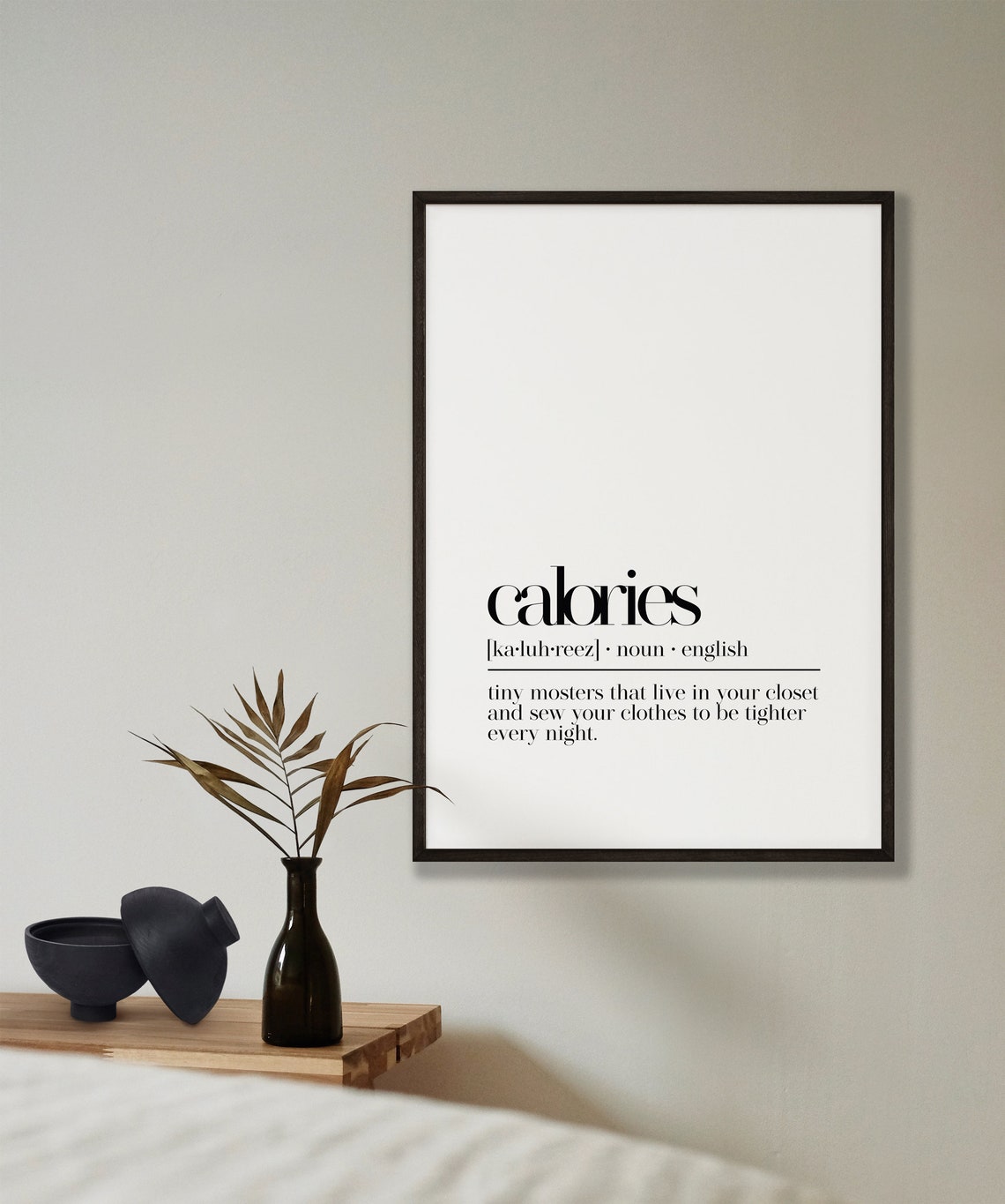 Calories Funny Diet Definition Tiny Monsters Kitchen Quote Poster - Image 2