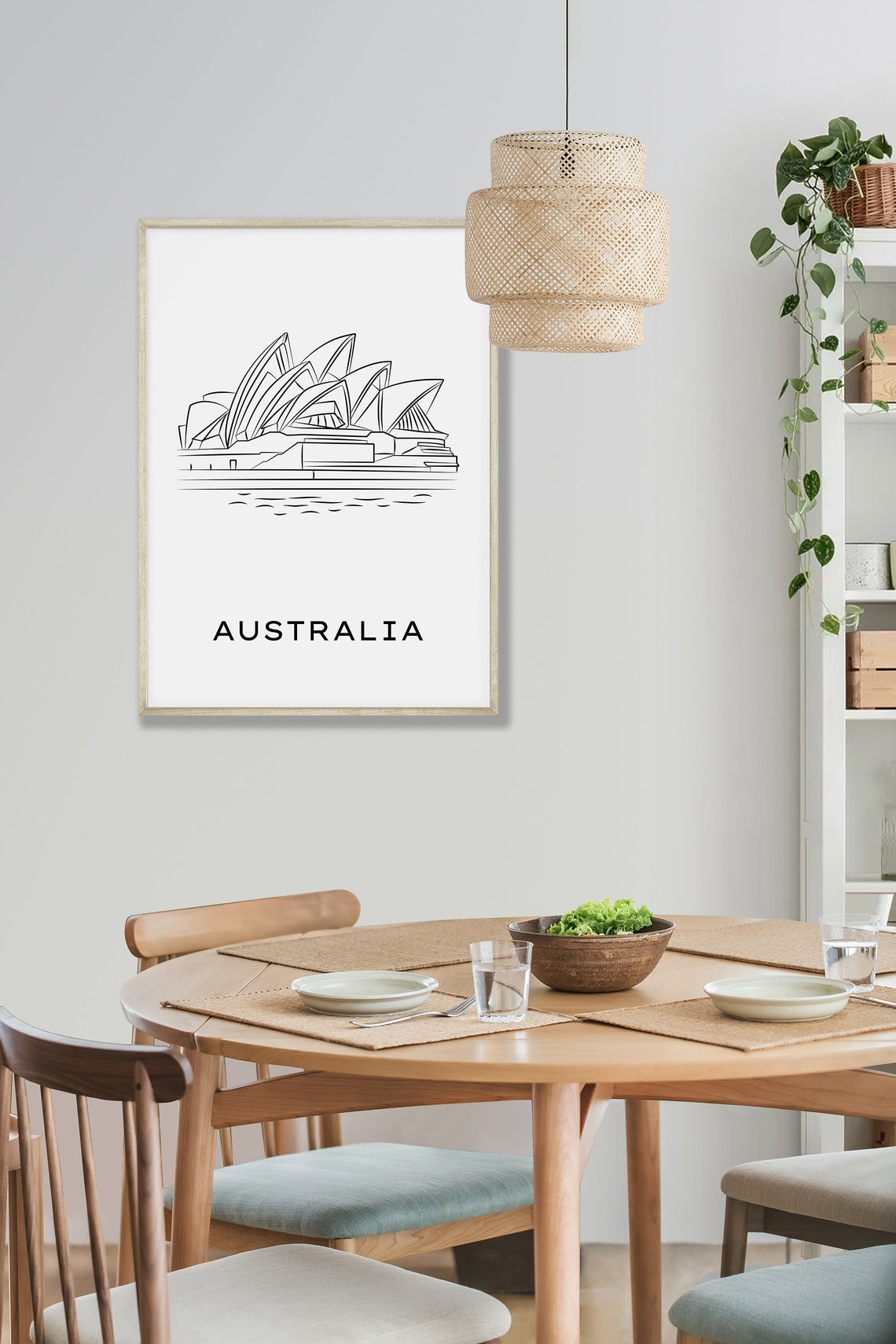 Sydney Opera House Line Art Black and White Australia Travel Poster - Image 5