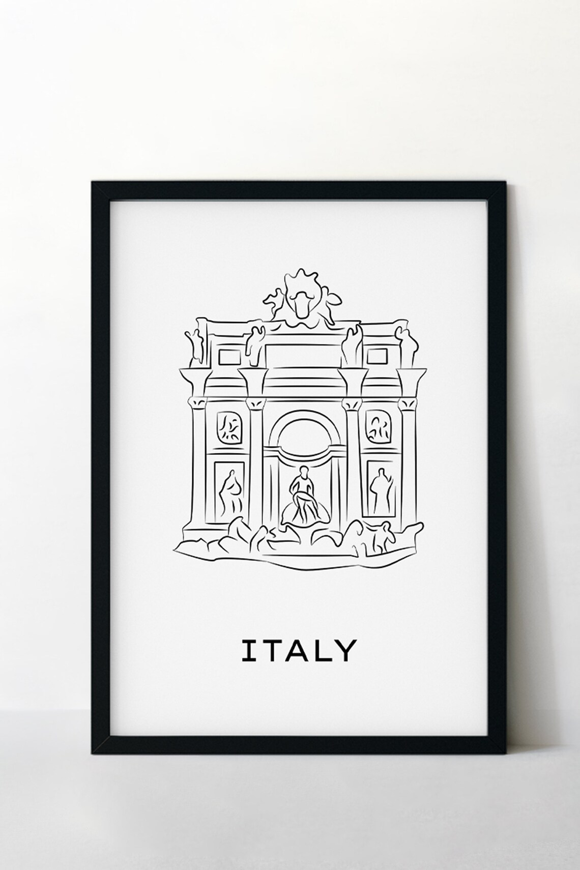 Italy Trevi Fountain Line Art Minimalist Rome Landmark Travel Poster - Image 3