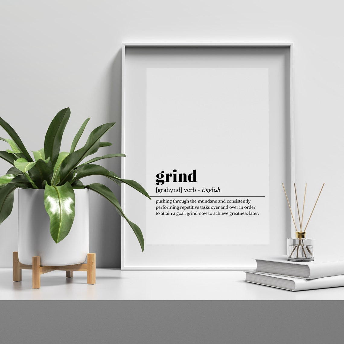 Grind Definition Dictionary Art Black And White Motivational Poster - Image 4