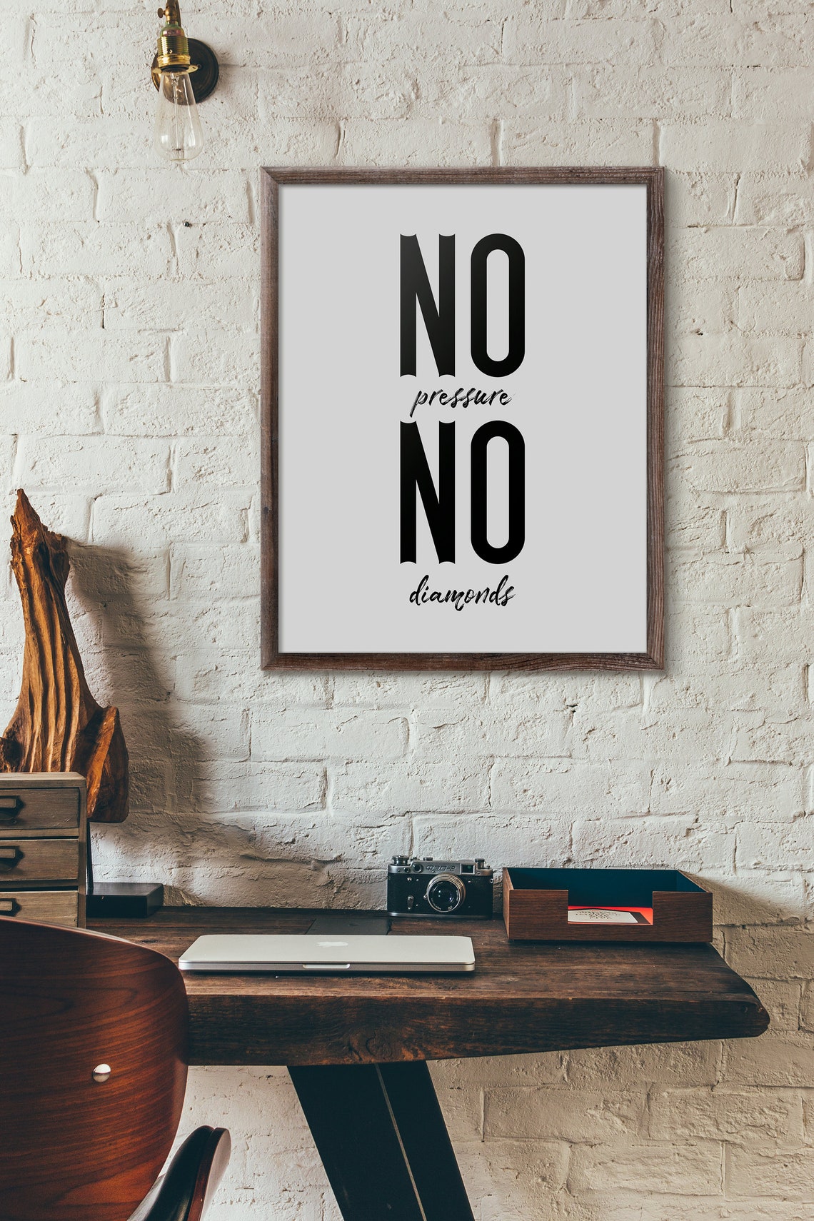 No Pressure No Diamonds Motivational Poster Inspirational Wall Decor - Image 2
