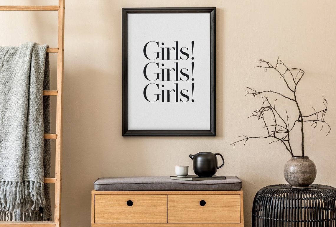 Feminist Wall Art Girl Girl Girl Boho Wall Decor Minimalist Wall Art Teen Room Decor Trendy Wall Art Girly Wall Art Girlfriend Gift - Image 2