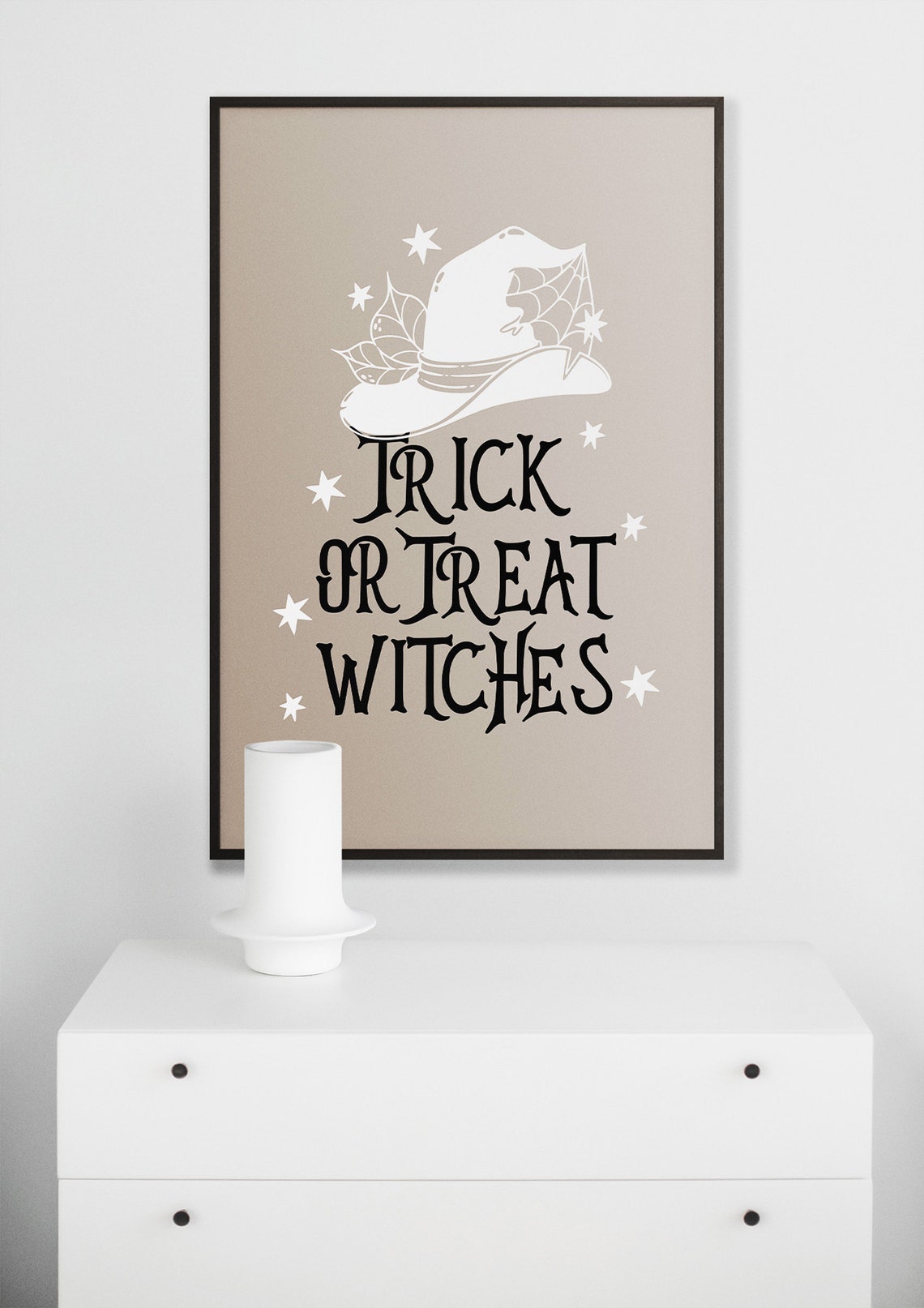 Trick or Treat Witches Witch Hat Stars Neutral Halloween Poster - Image 5