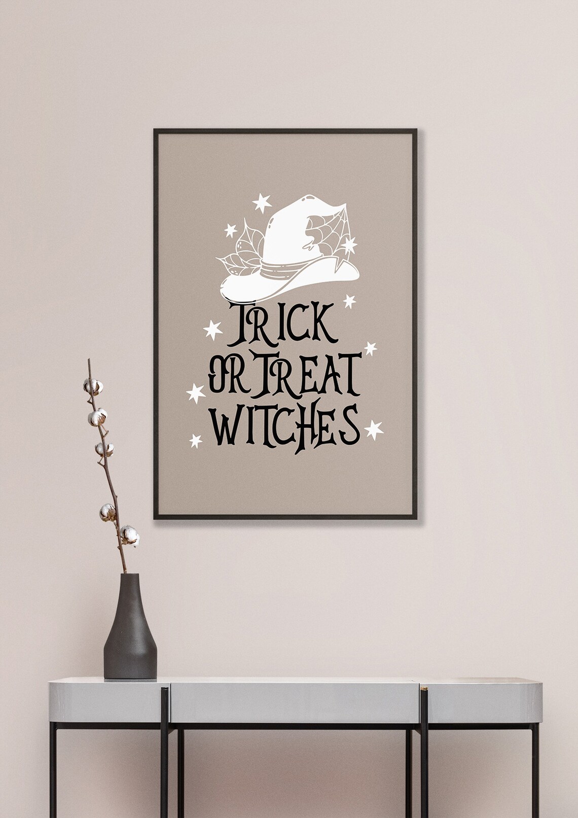 Trick or Treat Witches Witch Hat Stars Neutral Halloween Poster - Image 4
