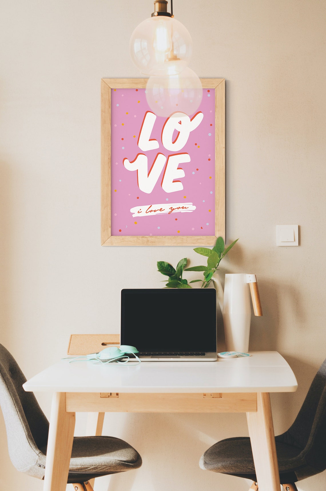 I Love You Pink Bubble Letter Sweet Valentine Typography Poster - Image 5