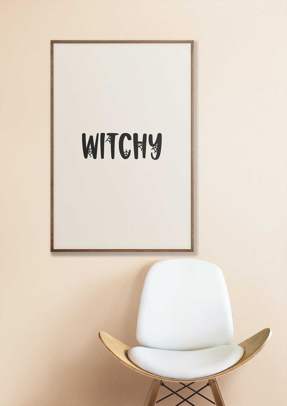 Witchy Minimalist Typography Cream Halloween Word Art Poster - Image 2