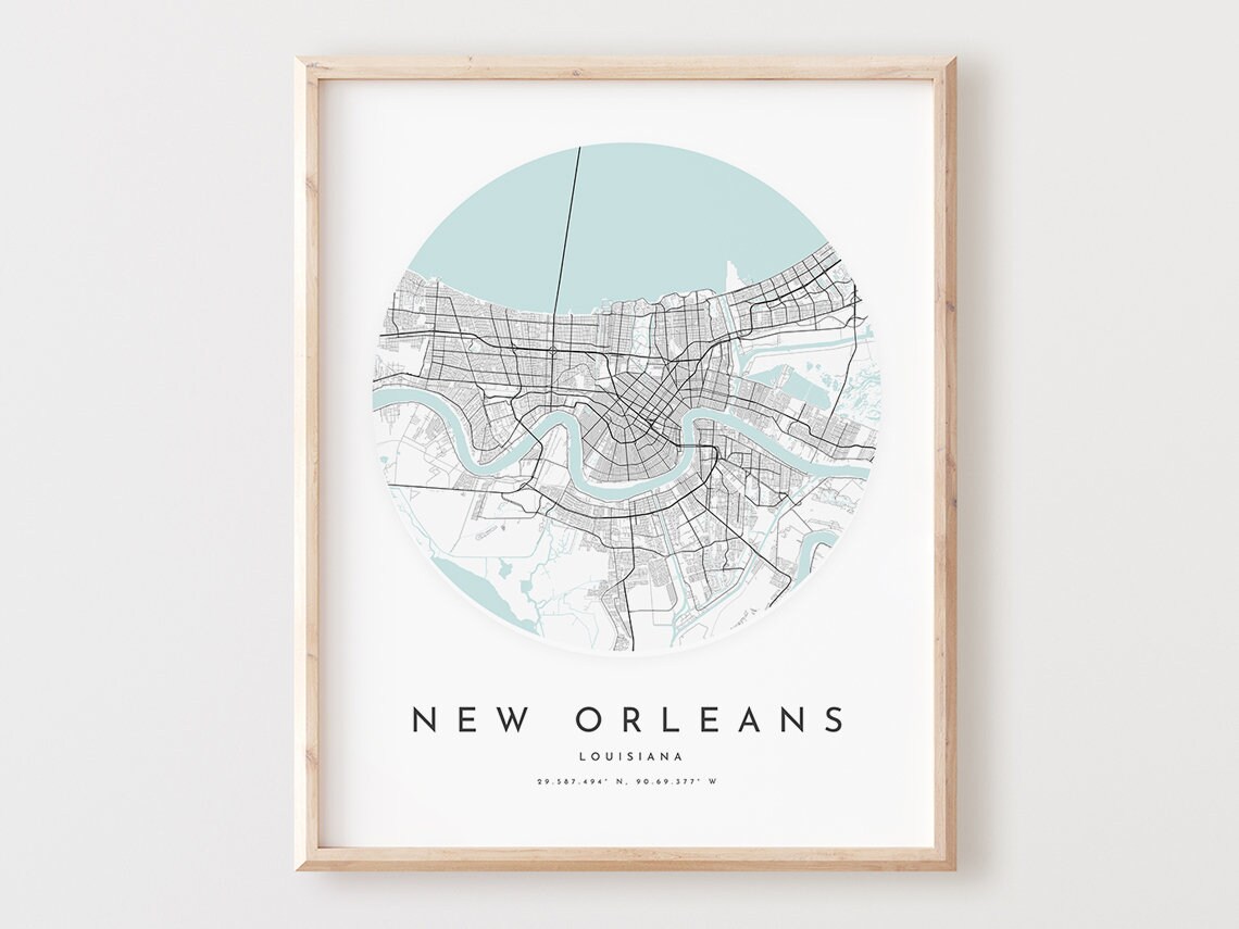 New Orleans Map Print Modern City Street Art