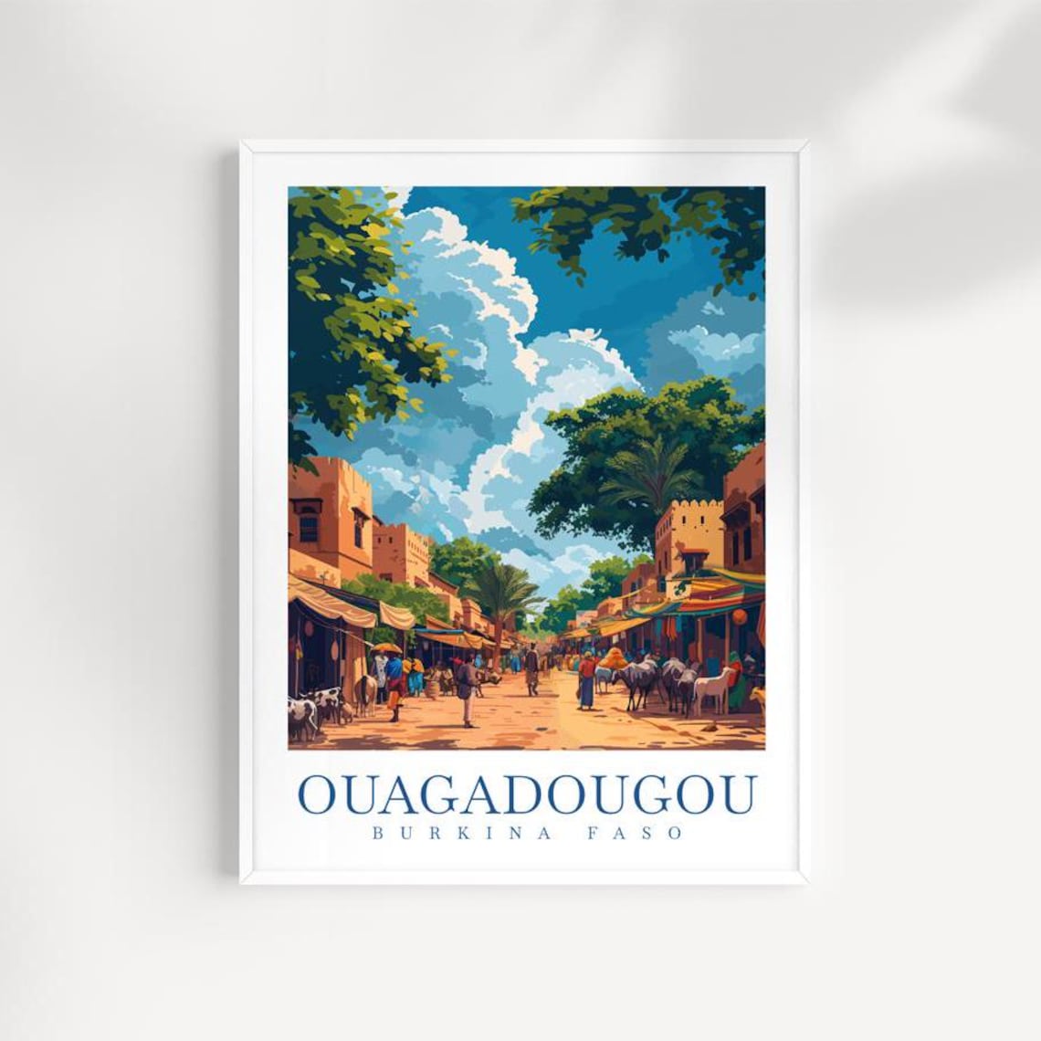 Ouagadougou Burkina Faso Street Market Scene Africa Travel Poster