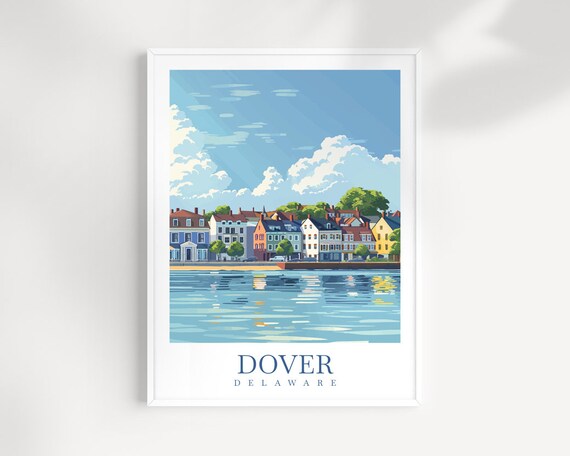 Dover Delaware Waterfront Colonial Houses Harbor Travel Poster