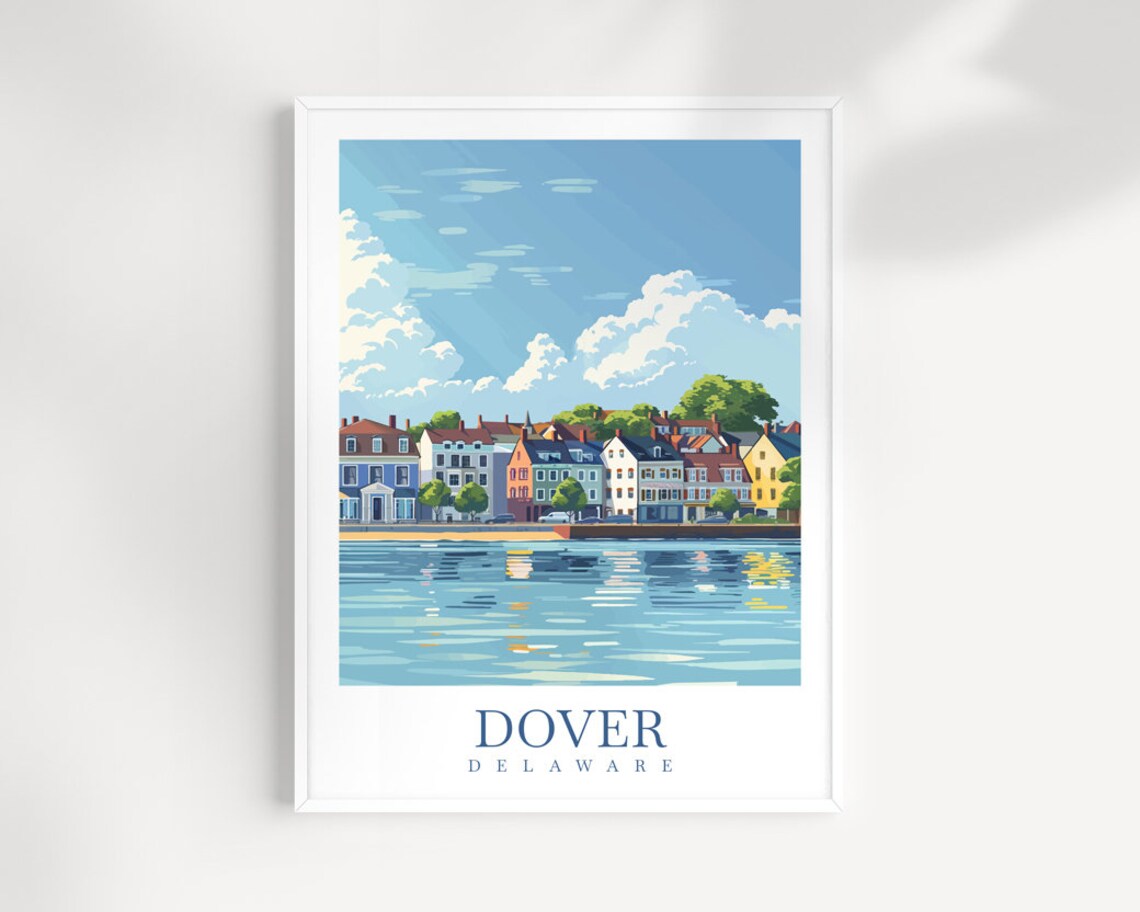 Dover Delaware Waterfront Colonial Houses Harbor Travel Poster