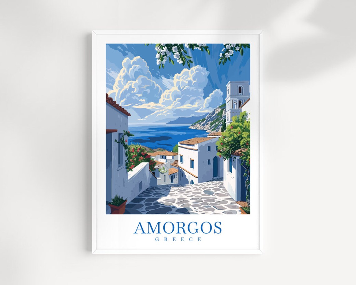 Amorgos Greece Travel Poster, Europe Wall Art