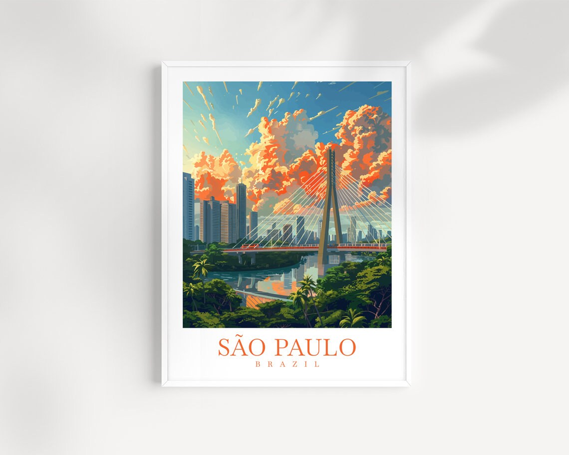Sao Paulo Travel Print Brazil Poster Wall Art Sao Paulo Wall Hanging Home Decor Sao Paulo Gift Art Lovers Print Art Brazil Wall Art Poster