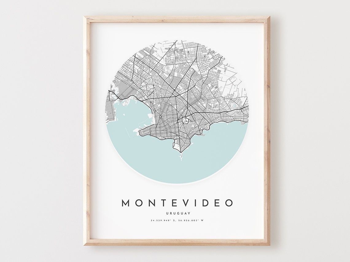 Montevideo Uruguay Minimalist Circular City Map Street Art Poster