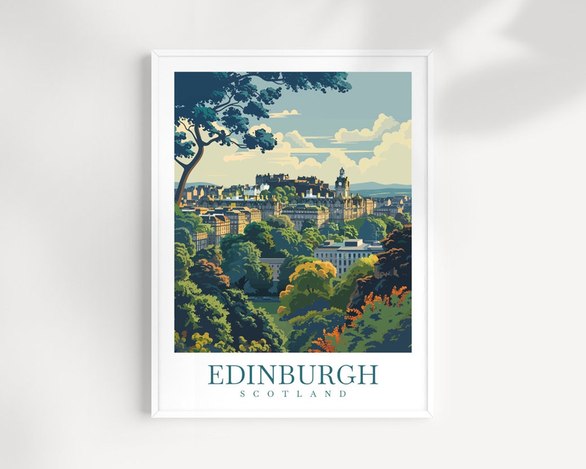 Edinburgh Scotland Historic Skyline With Castle From The Hills Poster