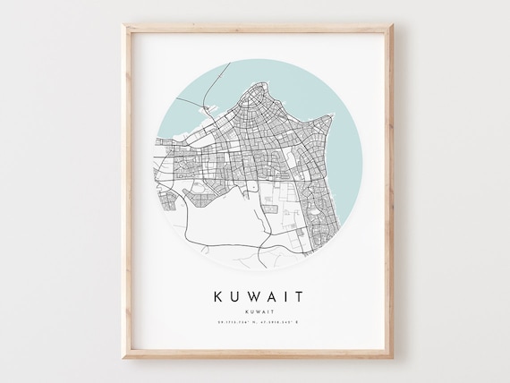 Kuwait Map Print Modern City Street Art Poster